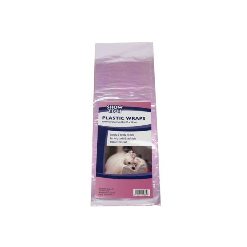 Plastic Wraps 100 Pcs Hologram Red 15 x 40 cm, ShowTech