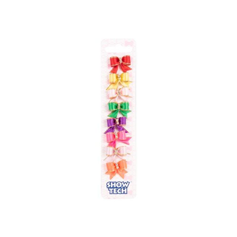 Cutie Sparkle Bow with Elastic 8 pcs Bows with Rh, ShowTech