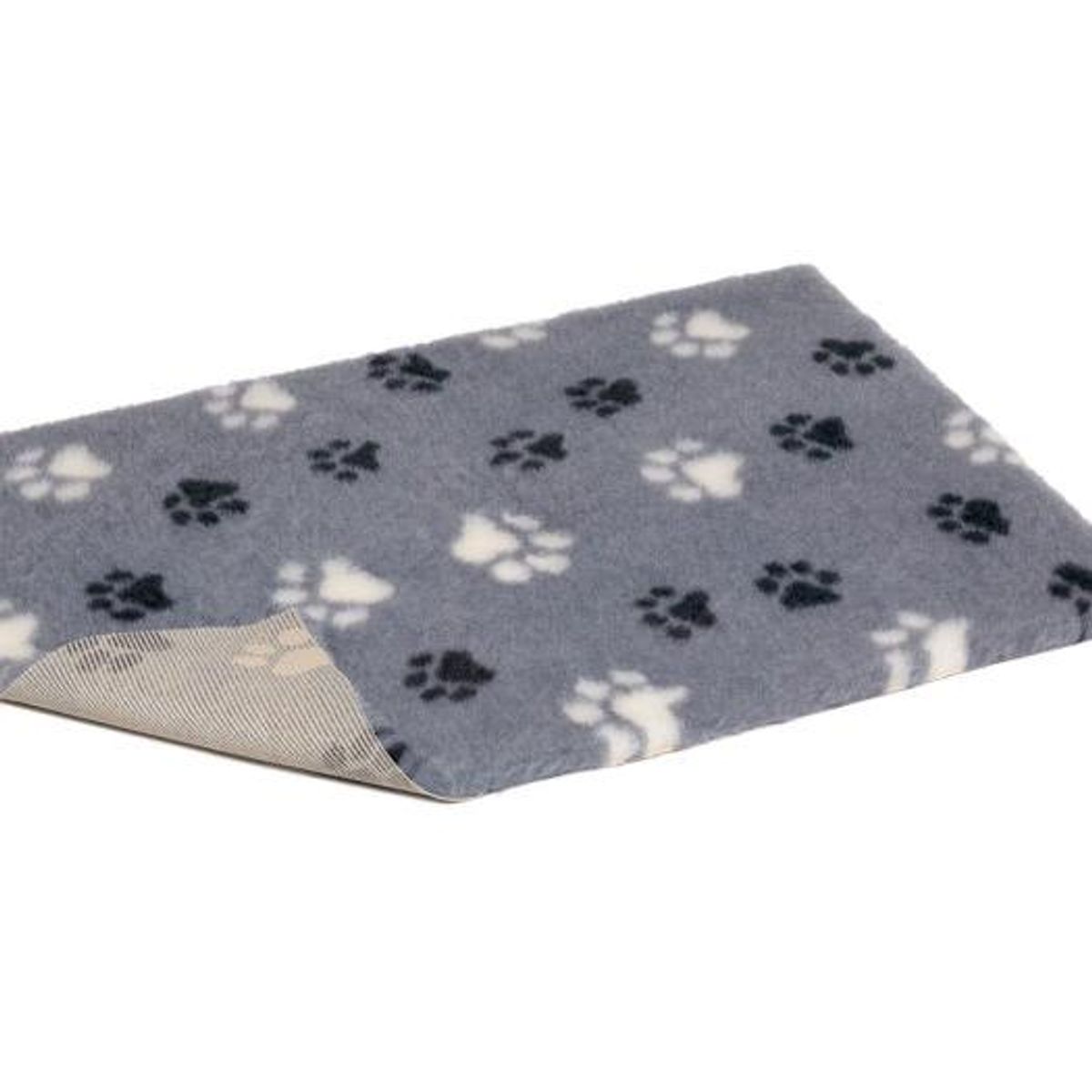 Vetbed, (51x75cm Rull), Duo-Paw Grey with Black & White Paws, Pe